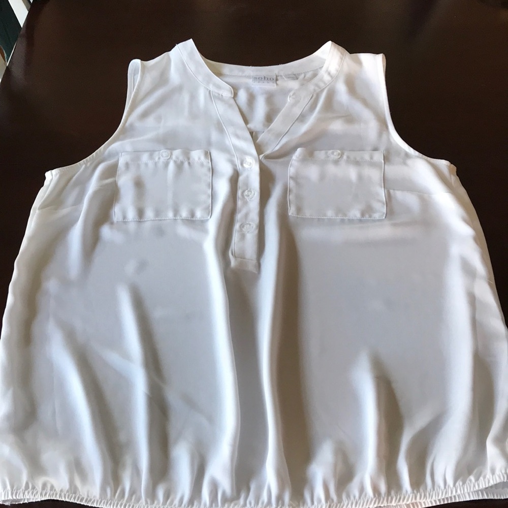 Mandarin collar half button bubble blouse